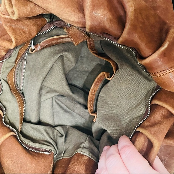 Large Rustic Sundance Studded Brown Leather Bag - Picture 4 of 12